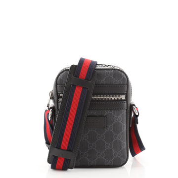 Gucci Web Strap Front Zip Messenger Bag GG Coated Canvas Mini