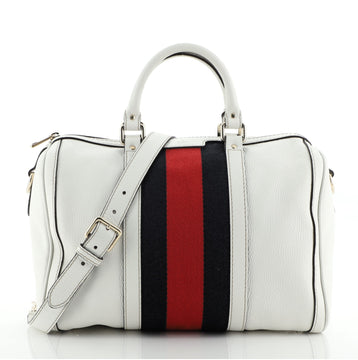 Gucci Vintage Web Boston Bag Leather Medium