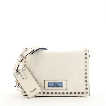 Prada Etiquette Flap Bag Studded Glace Calfskin Small