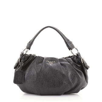 Prada Lux Pleated Hobo Cervo Leather Large