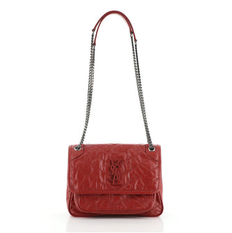 Saint Laurent Niki Chain Flap Bag Matelasse Chevron Leather Baby