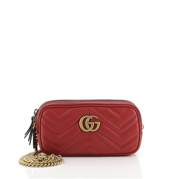 Gucci GG Marmont Triple Zip Chain Bag Matelasse Leather Mini