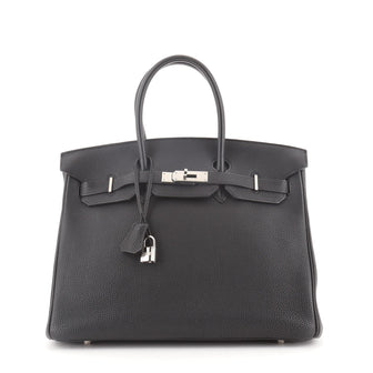 Birkin Handbag Noir Togo with Palladium Hardware 35