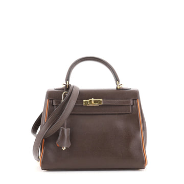 Hermes Kelly Handbag Bicolor Epsom with Gold Hardware 25