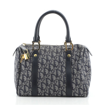 Christian Dior Vintage Trotter Boston Bag Diorissimo Canvas Small