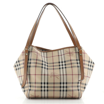 Burberry Canterbury Tote Haymarket Coated Canvas Small