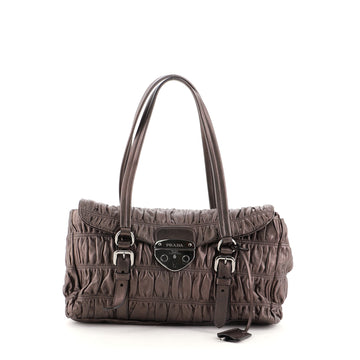 Prada Gaufre Lock Flap Shoulder Bag Nappa Leather Medium