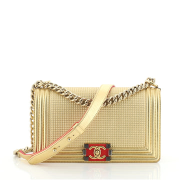 Chanel Boy Flap Bag Cube Embossed Lambskin Old Medium