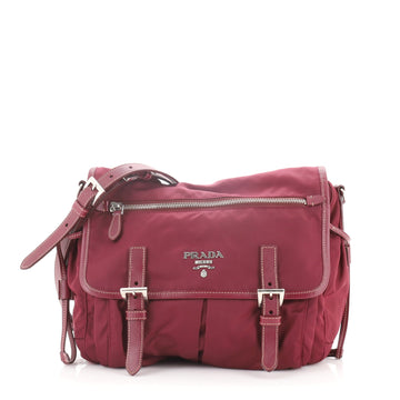Prada Zip Buckle Messenger Bag Tessuto Medium
