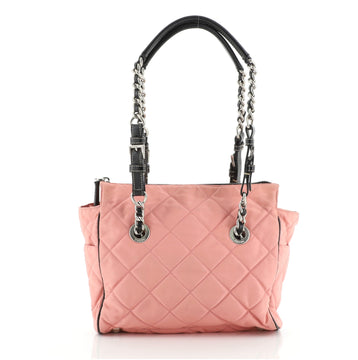 Prada Chain Zip Tote	Quilted Tessuto Medium