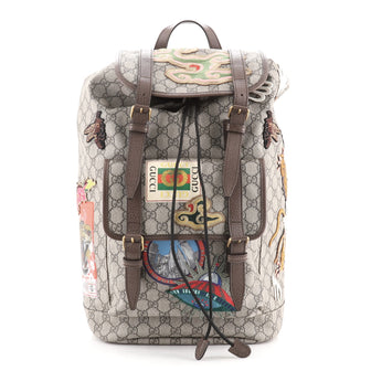 Gucci Courrier Soft Backpack GG Coated Canvas with Applique Large