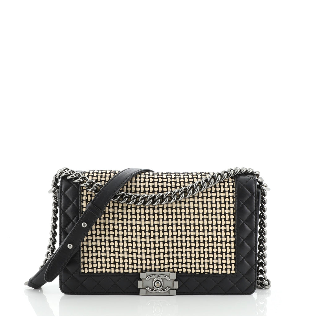 Chanel Black Calfskin Reverso Boy Bag Large Q6B01D3PK5000