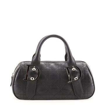 Christian Dior D Buckle Bowling Bag Stitched Cannage Leather East West