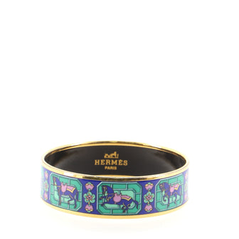Hermes Bangle Bracelet Printed Enamel Wide