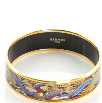 Hermes Bangle Bracelet Printed Enamel Wide
