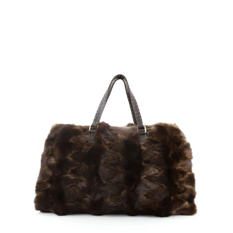 Fendi Selleria Zip Satchel Fur with Leather Large