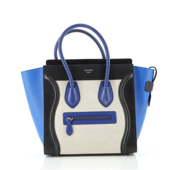 Celine Luggage Bag Canvas and Leather Micro