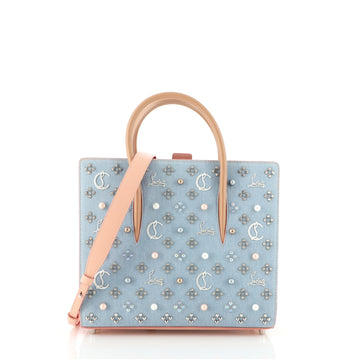 Christian Louboutin Paloma Tote Embellished Denim Medium