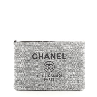 Chanel Deauville Pouch Raffia Large