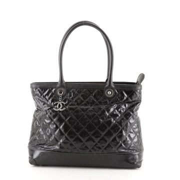 Chanel CC Charm Zip Tote Quilted Coated Canvas Medium
