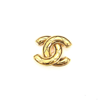 Chanel Vintage Quilted CC Brooch Metal