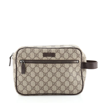 Gucci Front Zip Toiletry Pouch GG Coated Canvas Medium