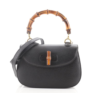 Gucci Vintage Convertible Bamboo Top Handle Bag Leather Medium