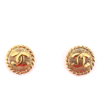 Chanel Vintage Round CC Clip-On Earrings Metal