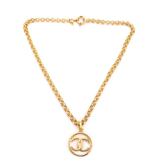 Chanel CC Round Pendant Necklace Metal