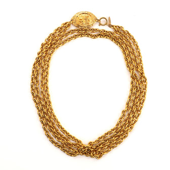 Chanel CC Medalion Double Chain Necklace Metal