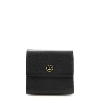 Chanel CC Button Compact Wallet Grained Calfskin