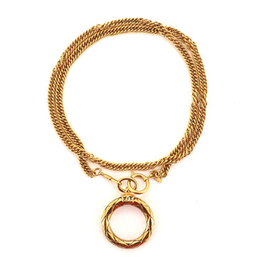 Chanel Magnifying Glass Pendant Necklace Quilted Metal
