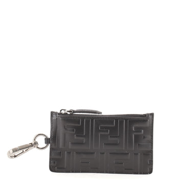 Fendi Zip Coin Purse Zucca Embossed Leather