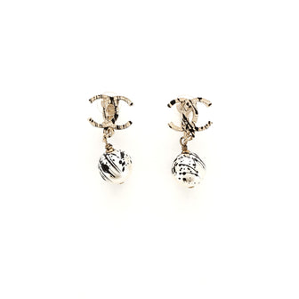Chanel CC Splatter Drop Clip-On Earrings Metal and Faux Pearls