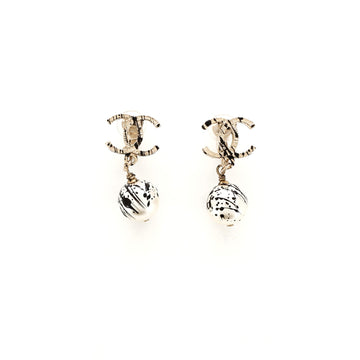 Chanel CC Splatter Drop Clip-On Earrings Metal and Faux Pearls