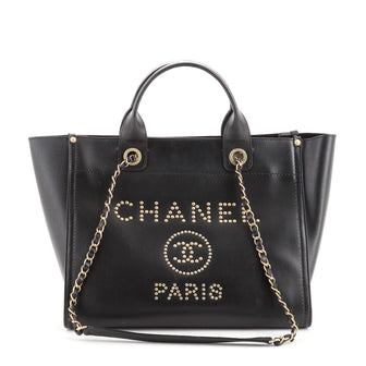 Chanel Deauville Tote Studded Caviar Small