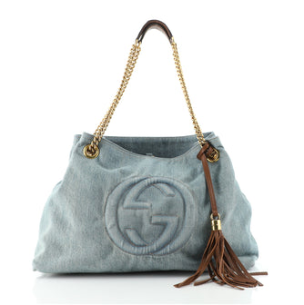 Gucci Soho Chain Strap Shoulder Bag Denim Medium