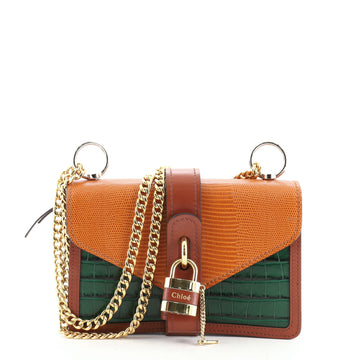 Chloe Aby Shoulder Bag Lizard and Crocodile Embossed Leather Small