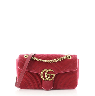 Gucci GG Marmont Flap Bag Matelasse Velvet Small