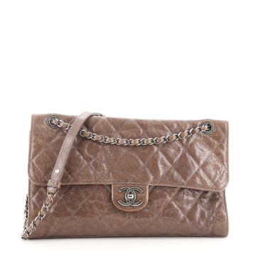 Chanel Vintage Classic Single Flap Bag Quilted Caviar Jumbo