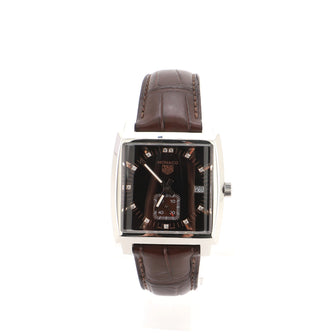 Tag Heuer Monaco Quartz Stainless Steel and Alligator with Diamonds 37 Watch