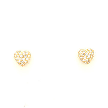 Cartier Diamond Pave Heart Earrings 18K Yellow Gold and Diamonds
