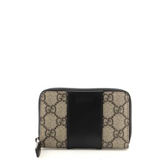 Gucci Zip Around Compact Wallet Coated Canvas