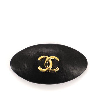 Chanel CC Oval Hair Barrette Leather