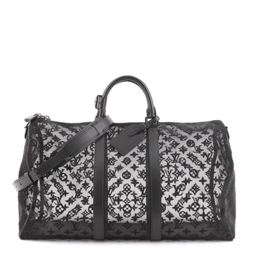 Louis Vuitton Keepall Bandouliere Bag Monogram See Through Mesh 50