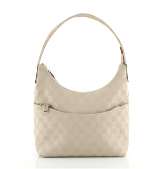 Gucci Vintage Zip Shoulder Bag GG Canvas Small