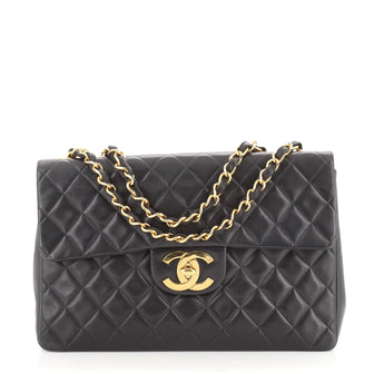 Chanel Vintage Classic Single Flap Bag Quilted Lambskin Maxi