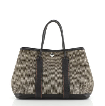 Hermes Garden Party Chevron Herringbone Wool and Leather 30