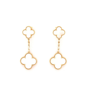 Van Cleef & Arpels Magic Alhambra 2 Motifs Earrings 18K Yellow Gold and Mother of Pearl