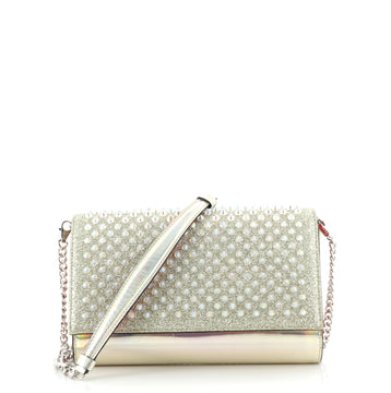 Christian Louboutin Paloma Clutch Holographic Spiked Leather